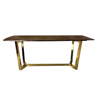 Elegancki stół Roseta 200/100/75cm z brązowym marmurowym blatem i złotymi chromowanymi nóżkami
