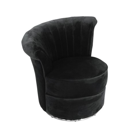 Fotel Gabi 69/71/74cm tapicerowany w czarnym welurze na srebrnej metalowej podstawie Fotel Gabi 69/71/74cm tapicerowany w czarnym welurze na srebrnej metalowej podstawie