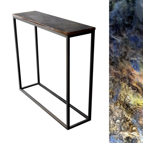 Konsola "12" 90/25/82cm z blatem z żywicy epoksydowej industrialna metalowa Konsola "12" 90/25/82cm z blatem z żywicy epoksydowej industrialna metalowa