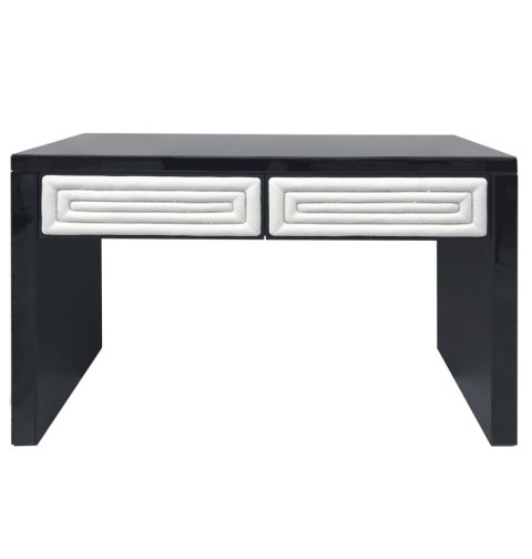 Konsola czarna Belluno 120/42/78cm połyskująca z białymi skórzanymi obiciami szafek ozdobionymi cyrkoniami Konsola czarna Belluno 120/42/78cm połyskująca z białymi skórzanymi obiciami szafek ozdobionymi cyrkoniami