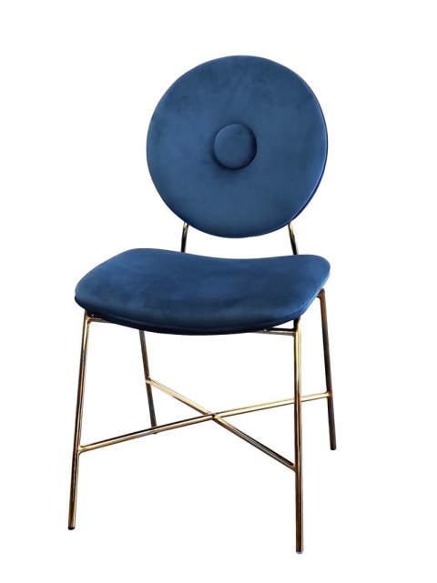 Krzesło niebieskie Rossario 51/88/64cm na złotym misternym stelażu ozdobne welurowe Krzesło niebieskie Rossario 51/88/64cm na złotym misternym stelażu ozdobne welurowe
