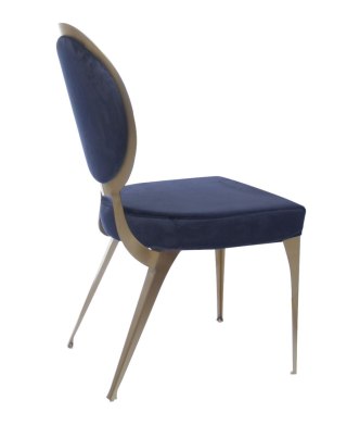 Krzesło tapicerowane Cassari 45/55/89cm w niebieskim welurze osadzone na złotym stelażu