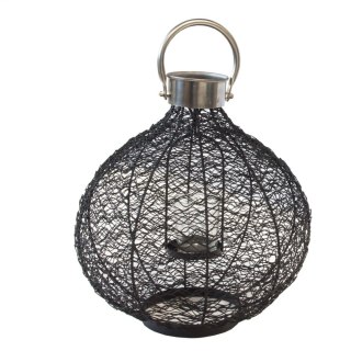 Lampion metalowy unikalny z poręcznym srebrnym uchwytem 25 cm