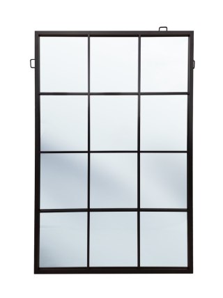 Lustro Boston 120/80cm w stylu loft okienne z czarnymi szprosami i stalową ramą