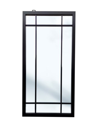Lustro Brooklyn 140/70cm w stylu loft okienne z czarnymi szprosami i stalową ramą