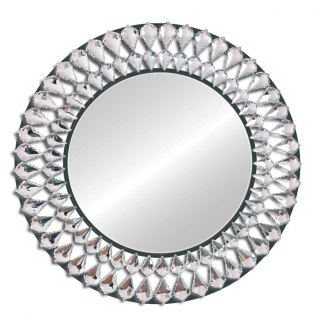 Lustro Marsylia glamour 80cm czarne okrągłe w dekoracyjnej ramie z kryształkami w kształcie łez