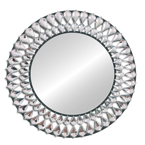 Lustro Marsylia glamour 80cm czarne okrągłe w dekoracyjnej ramie z kryształkami w kształcie łez Lustro Marsylia glamour 80cm czarne okrągłe w dekoracyjnej ramie z kryształkami w kształcie łez