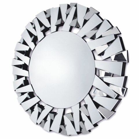 Lustro Ness 100cm glamour okrągłe w dekoracyjnej ramie z lustrzanych fragmentów ustawionych pod kątami Lustro Ness 100cm glamour okrągłe w dekoracyjnej ramie z lustrzanych fragmentów ustawionych pod kątami