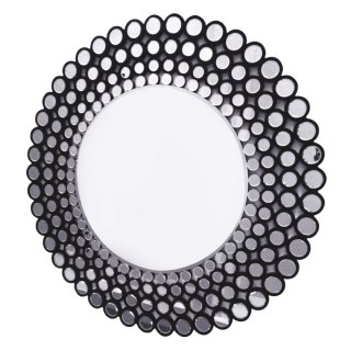 Lustro okrągłe Ines C 120cm w stylu glamour w ramie z mniejszych czarnych lustrzanych kółek