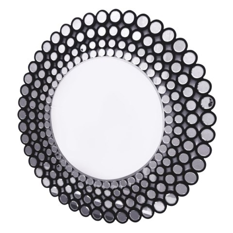 Lustro okrągłe Ines C 120cm w stylu glamour w ramie z mniejszych czarnych lustrzanych kółek Lustro okrągłe Ines C 120cm w stylu glamour w ramie z mniejszych czarnych lustrzanych kółek