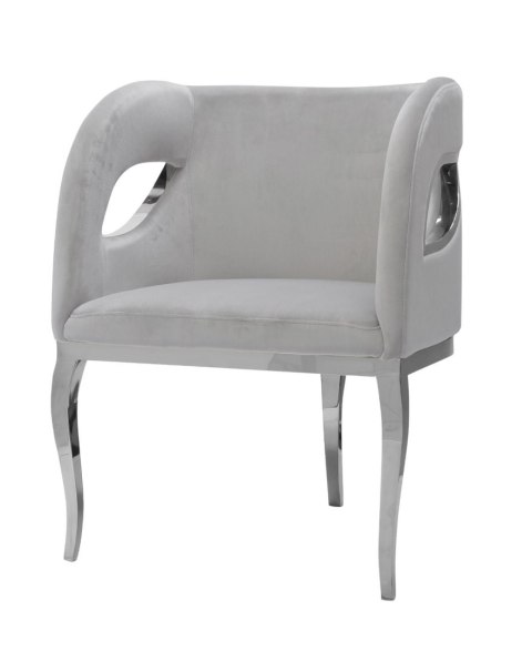 Morello 55/59/78cm elitarny szary fotel welurowy na srebrnych nóżkach Morello 55/59/78cm elitarny szary fotel welurowy na srebrnych nóżkach