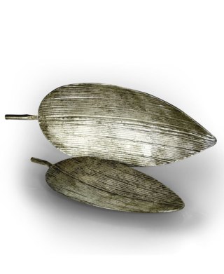 Półmisek dekoracyjny liść w metalicznym odcieniu 18x42 cm