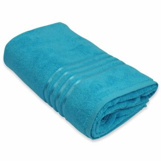 Ręcznik frotte 100x150cm 100% bawełna niebieski ozdobiony tasiemką
