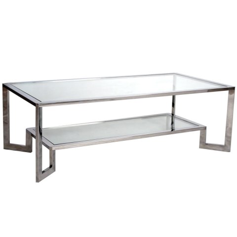 Stół kawowy Yara 140/70/45cm srebrny z dwoma szklanymi blatami Stół kawowy Yara 140/70/45cm srebrny z dwoma szklanymi blatami