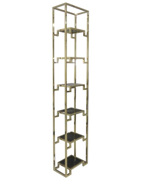 Vanetti 45/26/221cm luksusowy złoty regał z półkami z ciemnego hartowanego szkła Vanetti 45/26/221cm luksusowy złoty regał z półkami z ciemnego hartowanego szkła