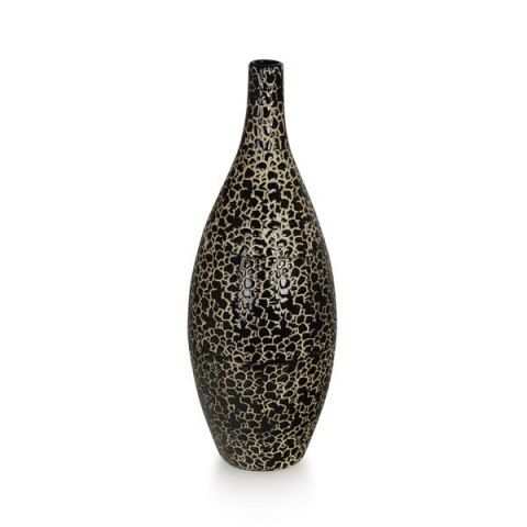 Wazon dekoracyjny w czarno-złote zdobienia 39 cm Wazon dekoracyjny w czarno-złote zdobienia 39 cm