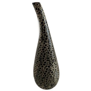 Wazon dekoracyjny w czarno-złote zdobienia z wygiętą szyjką 36cm
