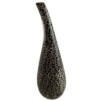 Wazon dekoracyjny w czarno-złote zdobienia z wygiętą szyjką 36cm Wazon dekoracyjny w czarno-złote zdobienia z wygiętą szyjką 36cm