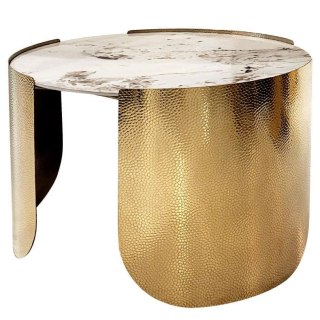 Stolik kawowy Coccodrillo M glamour z blatem ze spieku osadzony na złotym stelażu 70/70/48cm