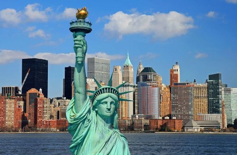 Statua wolności, Manhattan Skyline - fototapeta Statua wolności, Manhattan Skyline - fototapeta