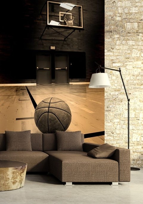 Basketball on court - fototapeta Basketball on court - fototapeta