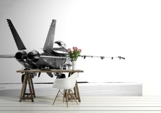 F18 taxiing bw - fototapeta 366x254 cm
