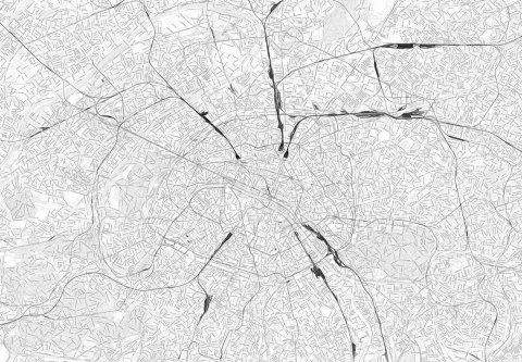 Paryż - mapa w odcieniach szarości - fototapeta