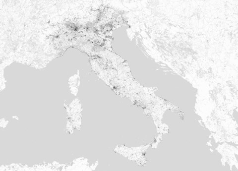 Włochy - mapa czarno biała - fototapeta Włochy - mapa czarno biała - fototapeta