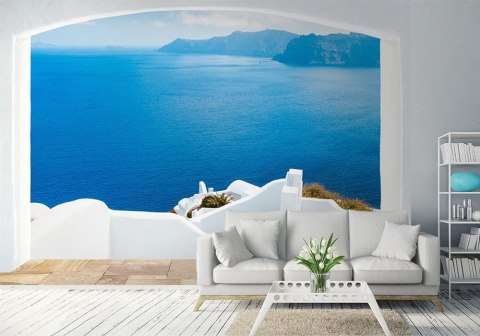 Wyspa Santorini, Grecja (okno) - fototapeta Wyspa Santorini, Grecja (okno) - fototapeta