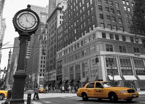 Zegar na Avenue, New York BW - fototapeta Zegar na Avenue, New York BW - fototapeta