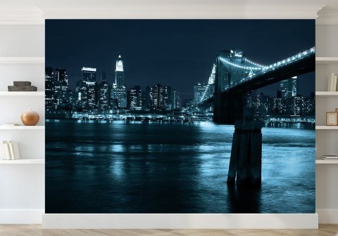 Manhattan, Brooklyn Bridge nocą - fototapeta Manhattan, Brooklyn Bridge nocą - fototapeta