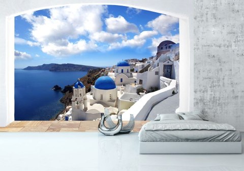 Panorama Santorini (okno) - fototapeta Panorama Santorini (okno) - fototapeta