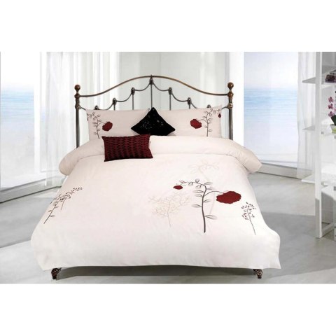 Pościel z mikrofibry Lagos premium w biało-czerwonym kolorze 200x220 cm Pościel z mikrofibry Lagos premium w biało-czerwonym kolorze 200x220 cm