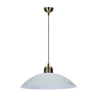 Lampa wisząca Mira 1xE27 60W patynowa z białym kloszem klasyczna do kuchni, jadalni, salonu, przedpokoju, elegancka, metalowa