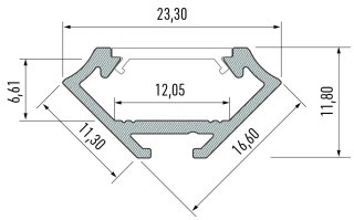 PROFIL ALUMINIOWY NAROŻNY BIAŁY TYP C 1m + KLOSZ MLECZNY