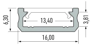 PROFIL ALUMINOWY BIAŁY TYP D 1m + KLOSZ MLECZNY (D BIAŁY-1M)