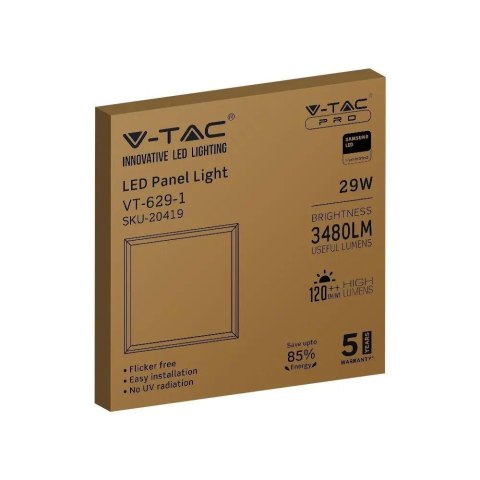 Panel LED V-TAC 29W 600x600 SAMSUNG CHIP 120Lm/W VT-629-1 4000K 3480lm 5 Lat Gwarancji Panel LED V-TAC 29W 600x600 SAMSUNG CHIP 120Lm/W VT-629-1 4000K 3480lm 5 Lat Gwarancji