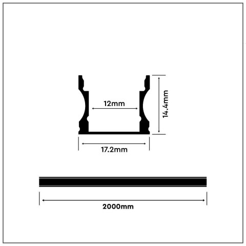 Profil Aluminiowy V-TAC 2mb Czarny, Klosz Czarny VT-8110 Profil Aluminiowy V-TAC 2mb Czarny, Klosz Czarny VT-8110