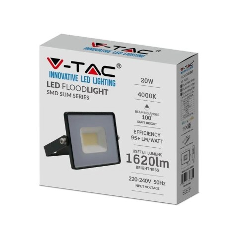 Projektor LED V-TAC 20W SMD E-Series Czarny VT-4021 3000K 1620lm Projektor LED V-TAC 20W SMD E-Series Czarny VT-4021 3000K 1620lm