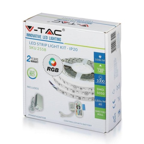Taśma LED V-TAC Zestaw Taśma Zasilacz Pilot Sterownik VT-5050 60 IP20-RGB RGB 1000lm Taśma LED V-TAC Zestaw Taśma Zasilacz Pilot Sterownik VT-5050 60 IP20-RGB RGB 1000lm