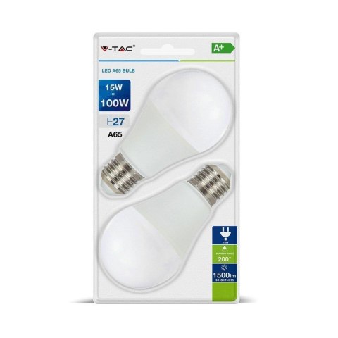 Żarówka LED V-TAC 15W E27 A60 (Blister 2szt) VT-2117-B 6400K 1500lm Żarówka LED V-TAC 15W E27 A60 (Blister 2szt) VT-2117-B 6400K 1500lm