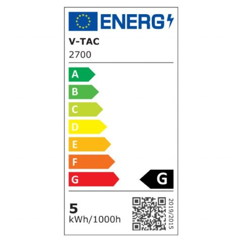 Żarówka LED V-TAC 5W E27 LOVE Filament G125 VT-2205 2200K 70lm Żarówka LED V-TAC 5W E27 LOVE Filament G125 VT-2205 2200K 70lm