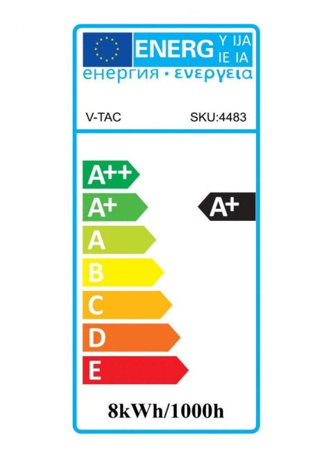 Żarówka LED V-TAC 8W Filament E27 A67 Mrożona VT-1938 2700K 800lm Żarówka LED V-TAC 8W Filament E27 A67 Mrożona VT-1938 2700K 800lm