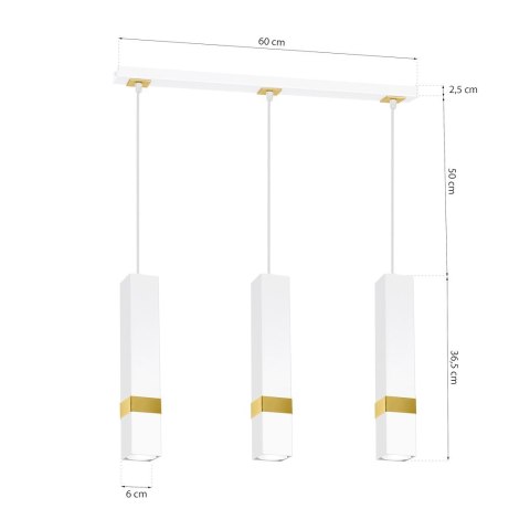 Lampa wisząca VIDAR WHITE/GOLD 3xGU10
