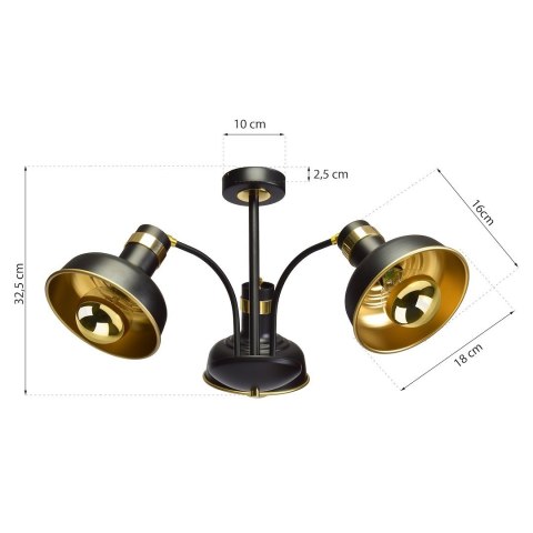 Lampa sufitowa MARGO BLACK/GOLD 3xE27