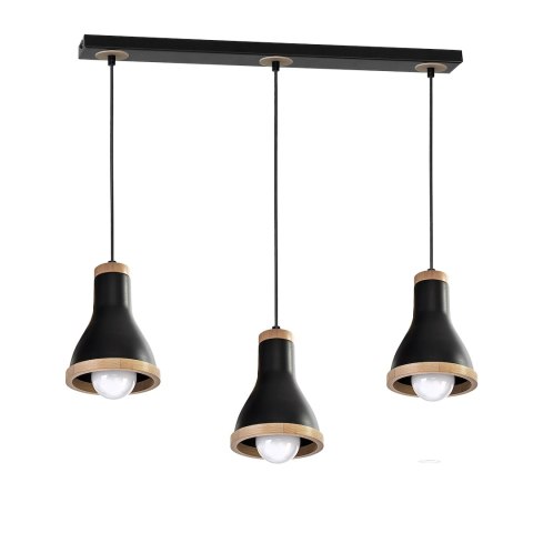 Lampa wisząca HOLLY BLACK / WOOD 3xE27 60W