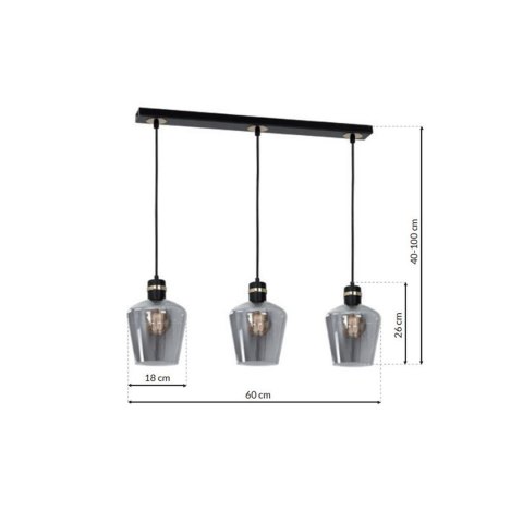 Lampa wisząca RICHMOND BLACK / GOLD 3xE27 Listwa