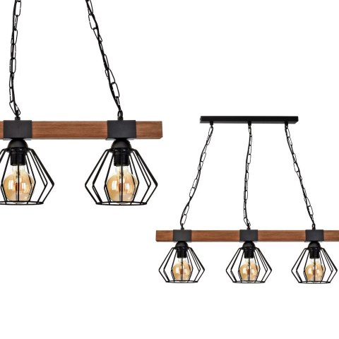 Lampa wisząca ULF BLACK/WOOD 3xE27