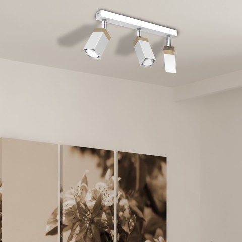 Lampa sufitowa SOLO SAWN WHITE / PATINATED WOOD 3x mini GU10 Lampa sufitowa SOLO SAWN WHITE / PATINATED WOOD 3x mini GU10