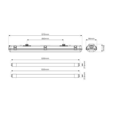 Zestaw Oprawa Hermetyczna 2x120cm + Odbłyśnik + 2x18W 4000K Zestaw Oprawa Hermetyczna 2x120cm + Odbłyśnik + 2x18W 4000K